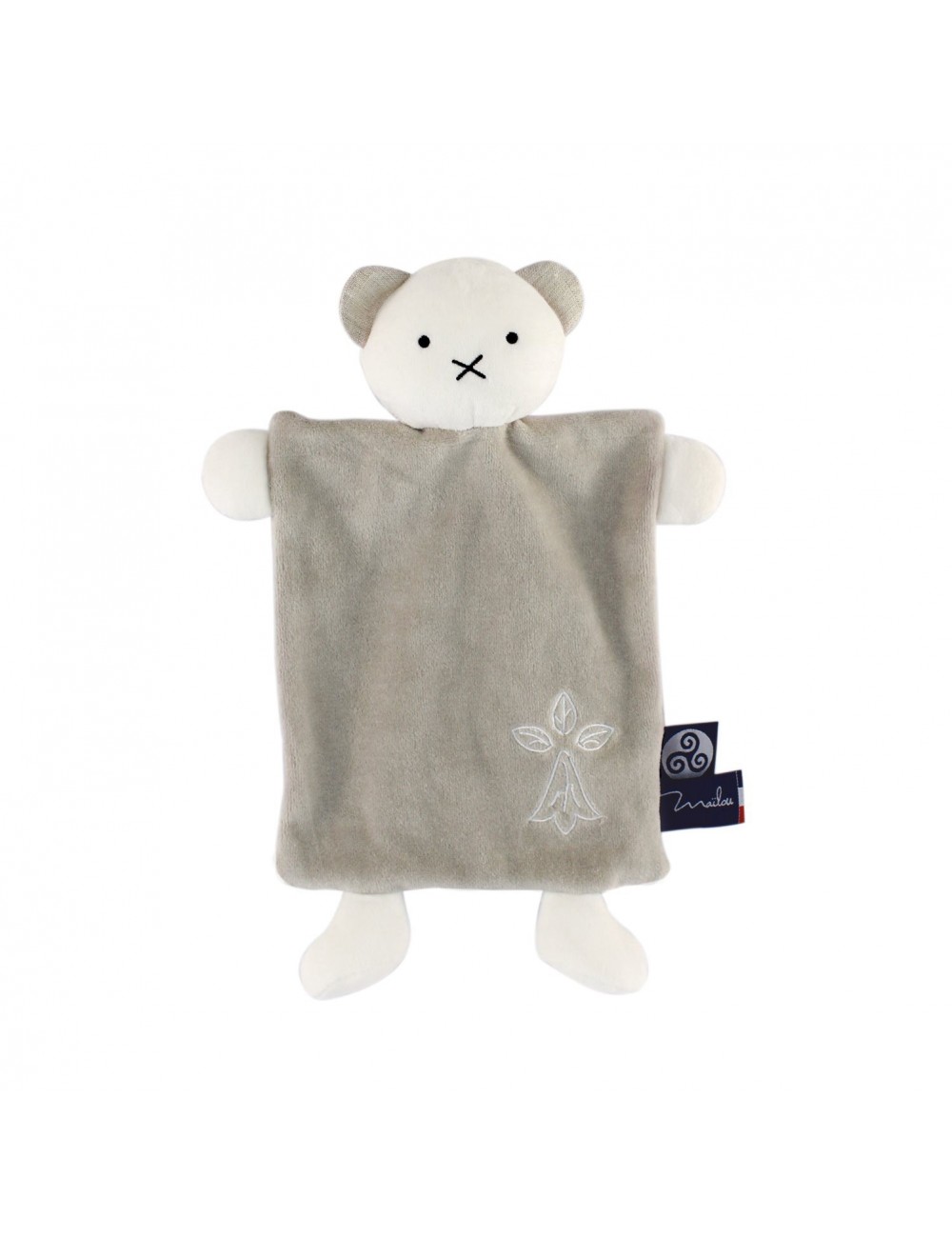 Doudou Ours Carré - 30 CM - Coton BIO - Hermine