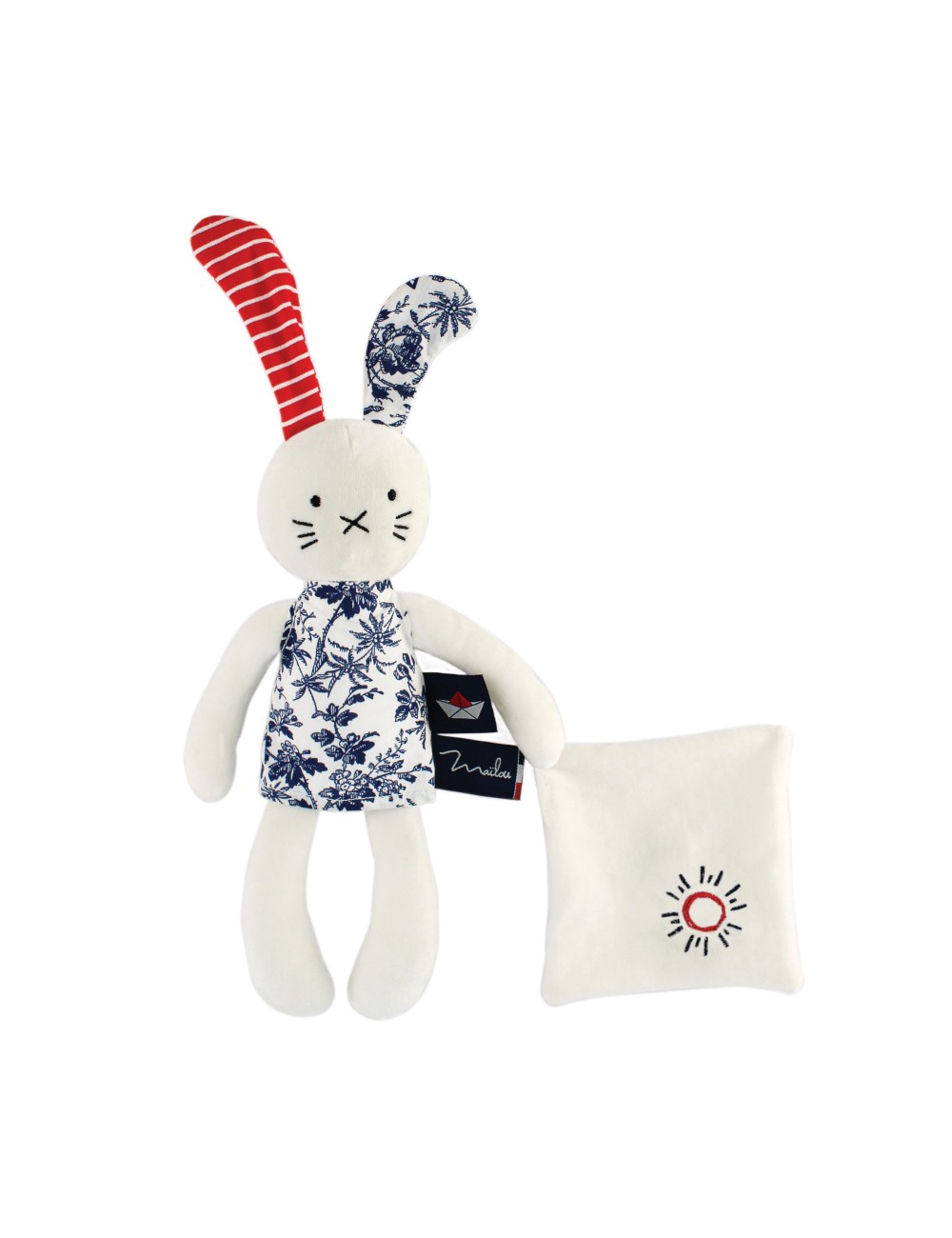 Peluche lapin avec Doudou - 28 cm - Soleil - L'île aux Fleurs
