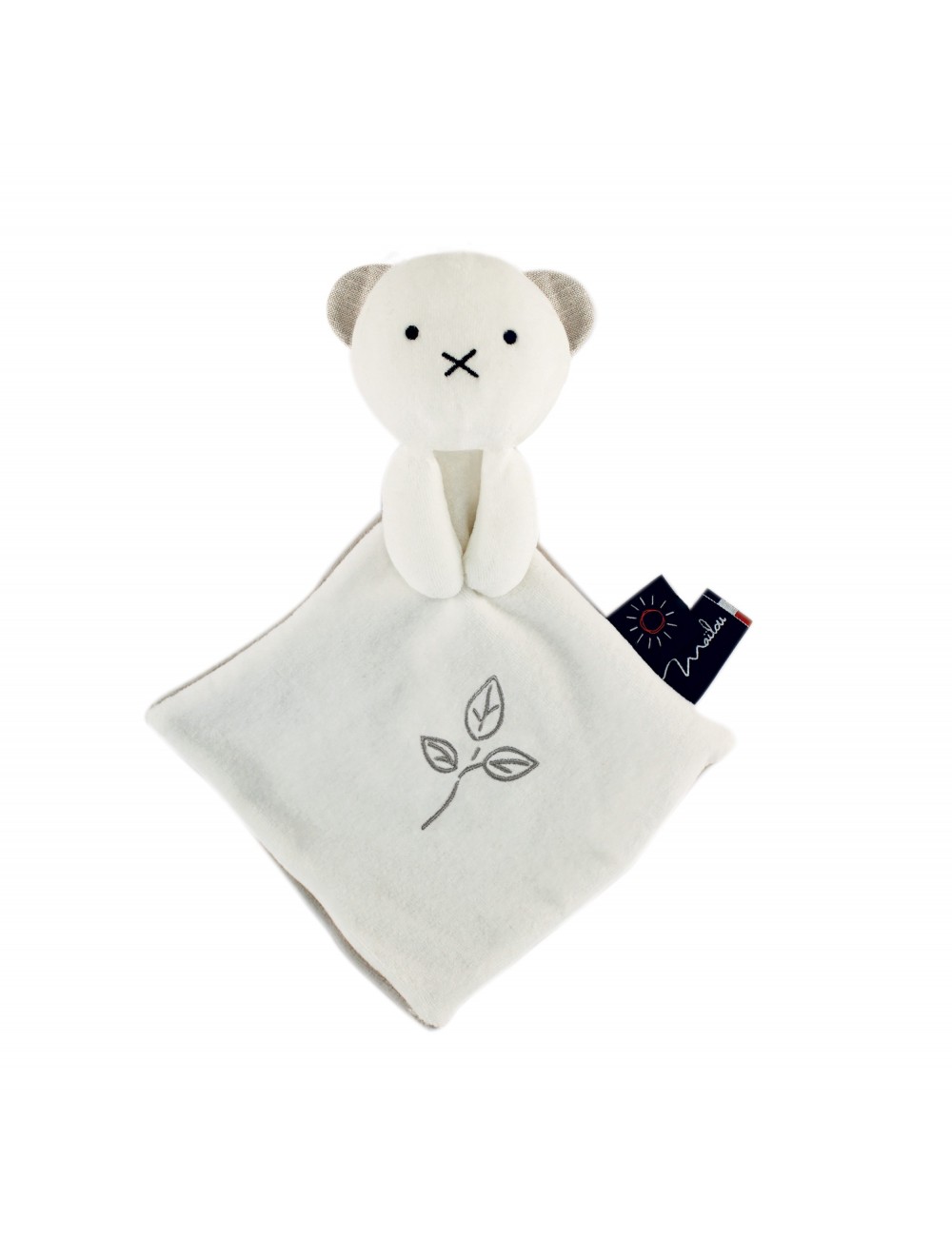 Doudou plat Ours - 30 cm - Coton BIO - Feuilles - Terre de Légendes