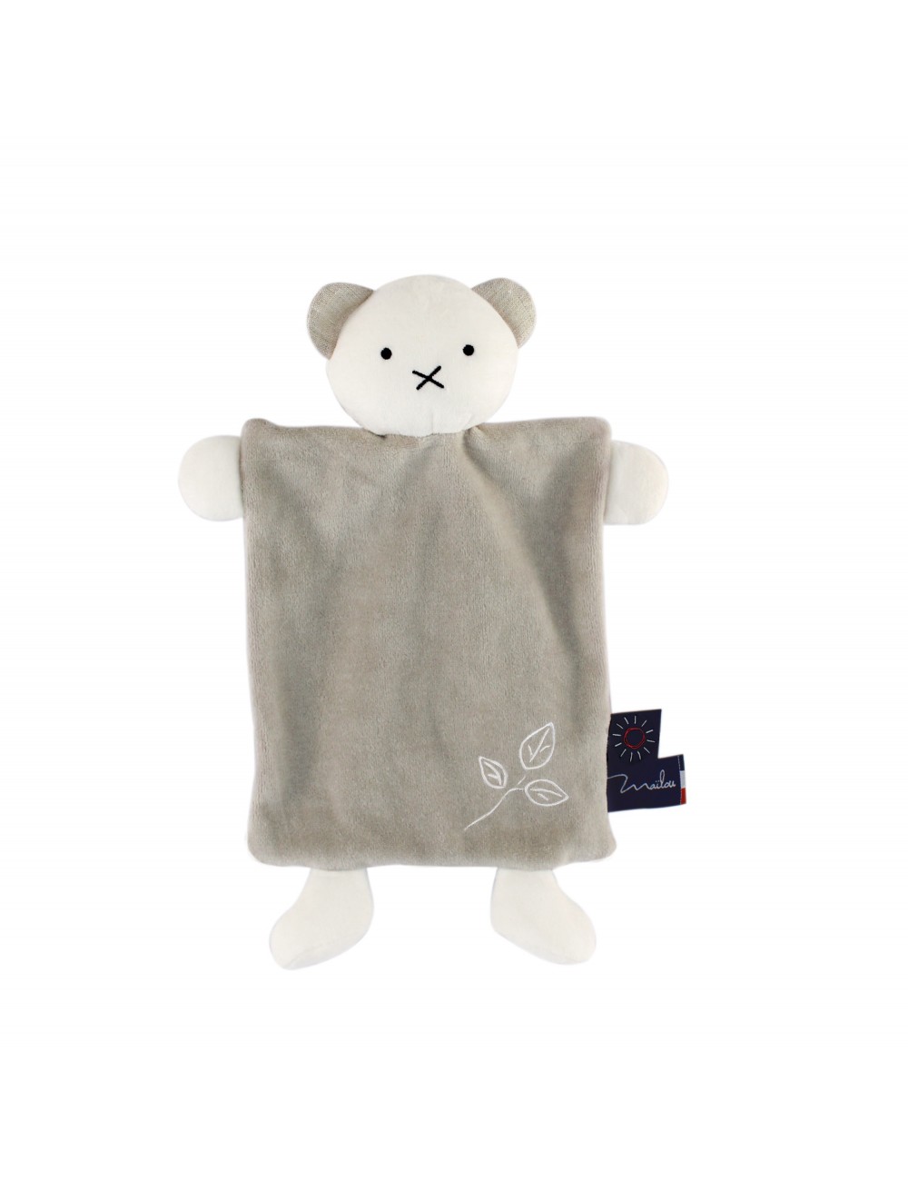 Doudou Ours Carré - 30 CM - Coton BIO - Feuilles - Terre de Légendes
