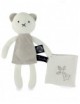 Peluche Ourson 28 cm avec Doudou  - Hermine - Coton BIO
