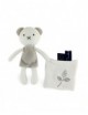Peluche Ours avec Doudou - 22 cm - Coton BIO - Feuilles - Terre de Légendes