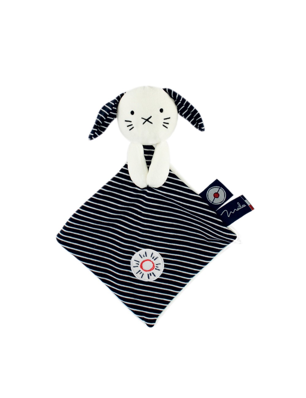 Doudou Chien Carré - 30 CM - Coton BIO - Soleil - Mer d'Iroise