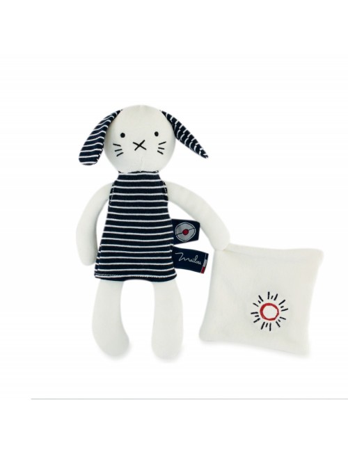 Peluche Chien avec Doudou - 28 cm - Coton BIO - Soleil - Mer d'Iroise
